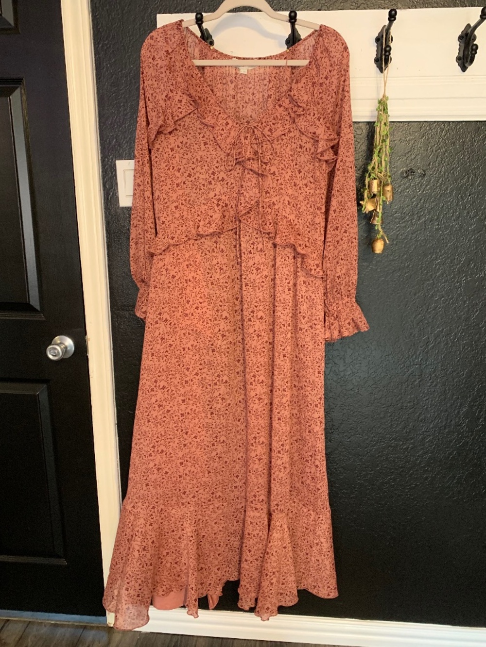 Loft rose pink floral dress sz XL - peasant cottage core flowy